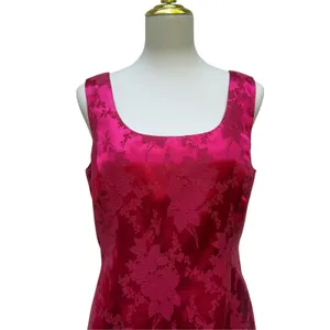 Hugo Buscati Sheath Dress 10 Red Floral Damask Satin 90s Party Glam Cocktail Y2K thumbnail 2