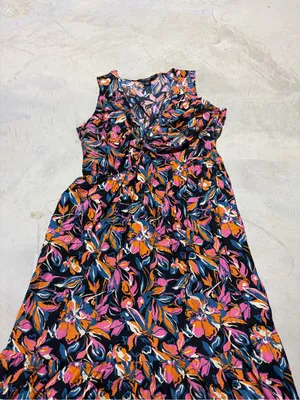 French Connection orange pink blue Floral Twist-Front Maxi Dress XL thumbnail 2