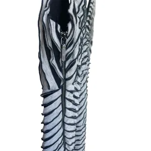 Nicole Miller Mini‎ Dress Women M Gray Black Ripple Bodycon Rave Y2K Retro Club thumbnail 4