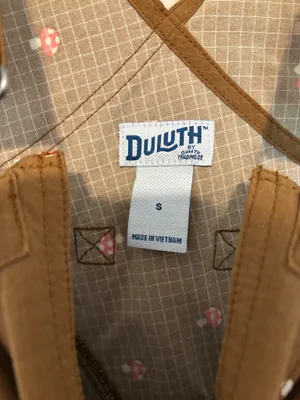 Duluth Trading Co Short Brown Mushroom Print Overalls Size S thumbnail 2