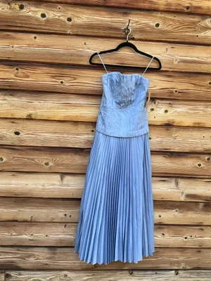 O.p.t. Few Moda Blue Size 2 ADA Pleated Strapless Midi Dress thumbnail 7