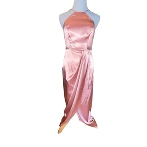 After‎ Six Desert Rose Charmeuse Halter Midi Dress Draped Tulip Skirt 6829 Sz 2R thumbnail 3
