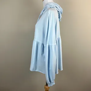 Aerie Peplum Hoodie Sweatshirt‎ Small Blue Balloon Sleeve Babydoll Oversized S thumbnail 11