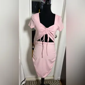 SHEIN Blush Pink Cut-Out Mini Dress thumbnail 4