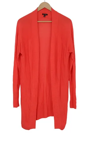 Apt 9 Womens Coral Orange Rayon Open Front Longline Cardigan Sweater Size M thumbnail 1