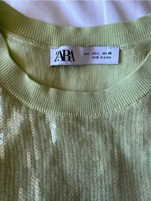 Zara Sequin Knit Sleeveless Top - Light Green thumbnail 4
