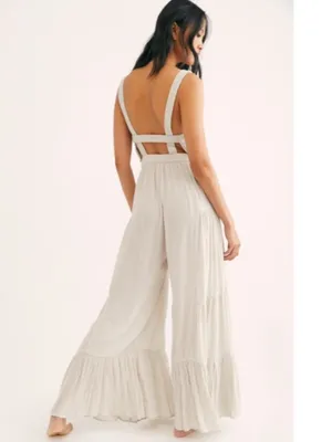 Free People Endless Summer Selfie Worthy Jumpsuit in Stone thumbnail 2