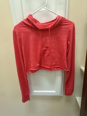 MUUU Women's Red Long Sleeve Cropped Hoodie thumbnail 1