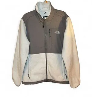 The North Face Women's grey and white fleece full zip Polartec jacket Size Large thumbnail 1
