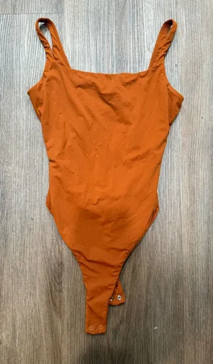 HeyNuts Women Burnt Orange Square Neck Thong‎ Bodysuit HN114 Small thumbnail 1