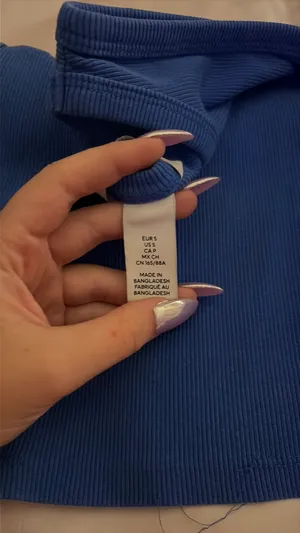 H&M Ribbed Tank Top Blue thumbnail 2