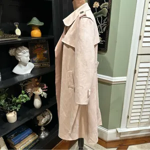 Few Moda New York Light Pink Faux Suede Trench Coat Size Medium thumbnail 12