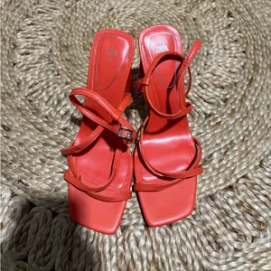 Orange Zara Strappy heels spring classic party evening $58 casual thumbnail 2