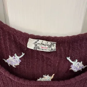 Free People Brown Embroidered Floral Sleeveless Crop Blouse/Sweater Large thumbnail 3