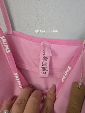 Skims Pink Logo Cotton Bodysuit thumbnail 6