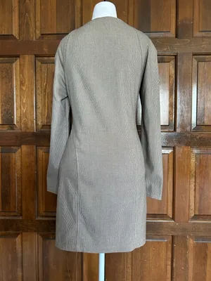 Zara Brown Micro Plaid Square Neck Dress Long Sleeve Mini Size Medium‎ M thumbnail 3
