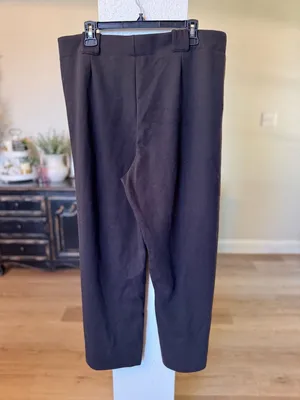 H&M Women's Dark Brown Pleated High-Waisted Wide Leg Pants thumbnail 4