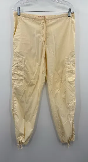Johnny Was Yellow Cotton Cargo‎ Jogger Pants Drawstring Pockets Women's Medium thumbnail 1