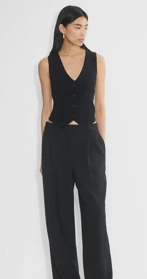 Babaton Aritzia Deniro Button Up Crepe Vest Navy Size 8 thumbnail 2