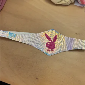 Women’s PLAYBOY Silvery iridescent Pink Bling Belt Velcro Costume One Size thumbnail 2