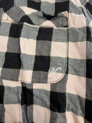 Victoria's Secret Black and pink Plaid Button-Down Pajama Set thumbnail 5