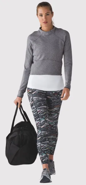 Lululemon Womens Top Gray Hill And Valley Mock Neck Cropped Long Sleeve Size 6 thumbnail 1
