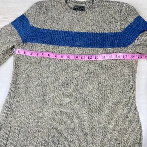 Vintage Abercrombie & Fitch Wool Blend Striped Sweater Oatmeal Blue 90s Medium thumbnail 6
