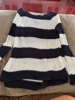 American Eagle sweater navy and white stripes thumbnail 1