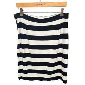 Banana Republic Black White Striped Mini Skirt 12 Stretch Bold‎ thumbnail 4