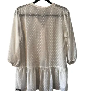 Matilda Jane Cream‎ Swiss Dot Light the Way Tunic Sheer Button up Size Medium thumbnail 2