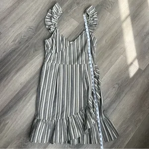 Altar'd State Green Striped Ruffle Sleeveless Mini Dress, Size M thumbnail 10