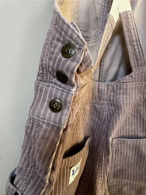 Free People X Lee Vintage Factory Flare Corduroy Overalls mauve Sz Medium thumbnail 9