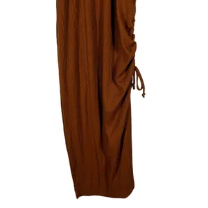 Aerie Ribbed Side Drawstring Bodycon Midi Dress Rust Brown Casual Size XS thumbnail 3