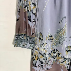 Free People Purple‎ Paisley Floral Boho Mini Dress Long Sleeve Babydoll Tunic XS thumbnail 6