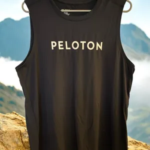 Womens Black Sleeveless Peloton Workout Tank, Cycling, Exposed Stitching thumbnail 1