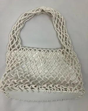 White Mini Macramé Knot Tote Bag Women’s Accessory thumbnail 1