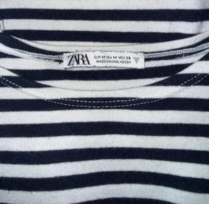 Zara navy & white striped baby tee thumbnail 3