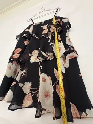 A New Day M Floral Tiered Cami Dress Black Cream Spaghetti Strap NWT(A922) thumbnail 5