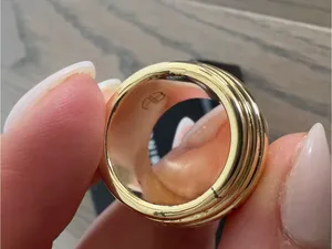 Anine Bing Chunky Ribbed 14k Ring in Gold thumbnail 8