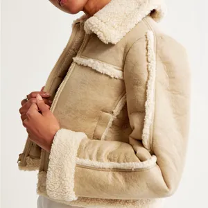 Abercrombie & Fitch Cream Shearling Jacket thumbnail 2