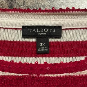 Talbots 3/4 Sleeve Top Striped Sequin Preppy Nautical Red White Plus Size 3X thumbnail 4