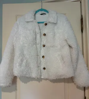 Studio White Fuzzy Shacket Size M Size M thumbnail 1