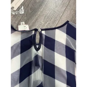 Anthropologie Postage Stamp Blue Gingham Elsie Blouse - size Small New thumbnail 8