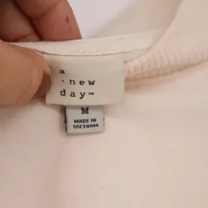 A New Day Cream Crewneck Sweatshirt Womens Medium Dropped Shoulder Ribbed Trim thumbnail 2