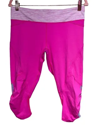 Lululemon Run Pace Crop‎ Leggings Pink Women’s Size 10 thumbnail 1