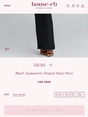 House of CB Keoni Blacl Asymmetric Draped Maxi dress nwot size XS $289 thumbnail 5