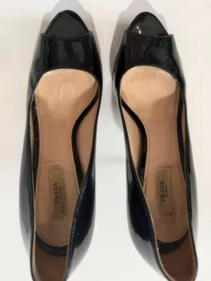Prada Milano Black Patent Leather Peep Toe Platform Pumps Size 8.5 US thumbnail 4