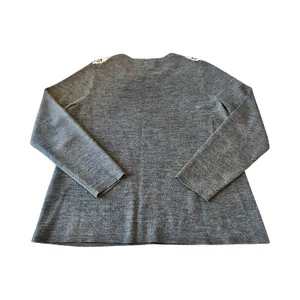 J.Crew Gray Merino Wool Blend‎ Lace Applique Shoulder Sweater Womens Medium thumbnail 4