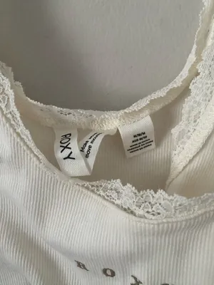 Roxy Lace Trim Cream Crop Top Tank thumbnail 3
