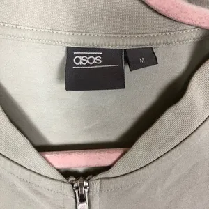 ASOS women's Gray Bomber Style Zip‎ Up Cardigan Jacket Size Medium thumbnail 4
